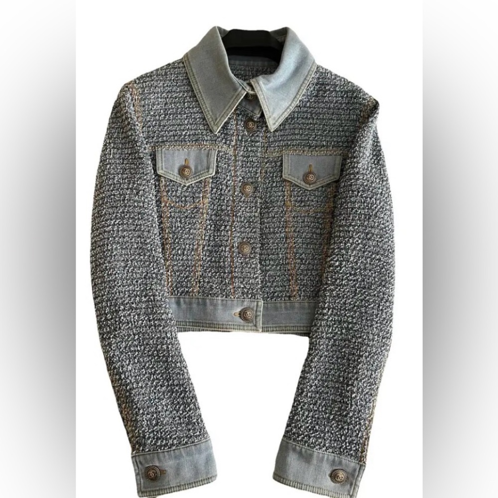 Chanel stylish blue grey  Tweed Women's Jacket